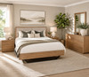 Denmark Bedroom Suite in Smoke Timber with Grey Fabric Bed Head