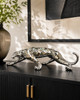 Leopard Stalking Statue in Silver Finish - 70 x 16 x 18cm