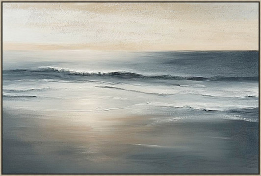 Breaking Dawn Hand Painted Canvas with Washed Natural Frame - 122.5 x 82.5 x 4.5cm