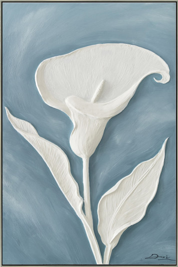 Lilly I Hand Painted Canvas with Silver Frame - 62.5 x 92.5 x 4.5cm
