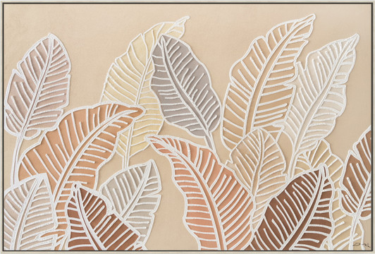 Shades of Rust Hand Painted Canvas with Washed Natural Frame - 122.5 x 82.5 x 4.5cm