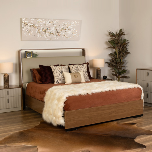 Josephine Contemporary Bedroom Suite in Walnut & Taupe