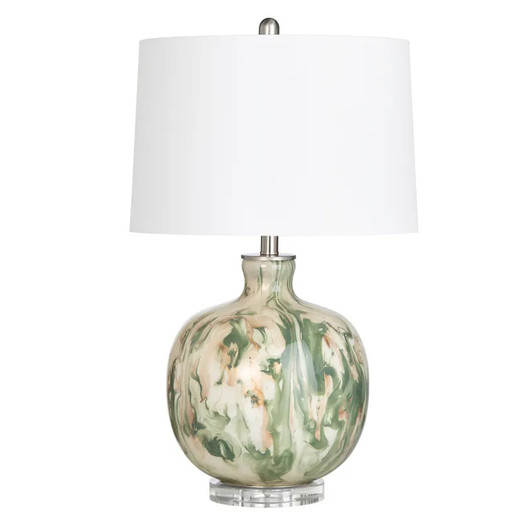 Waverly Glass & Metal Table Lamp with White Linen Shade