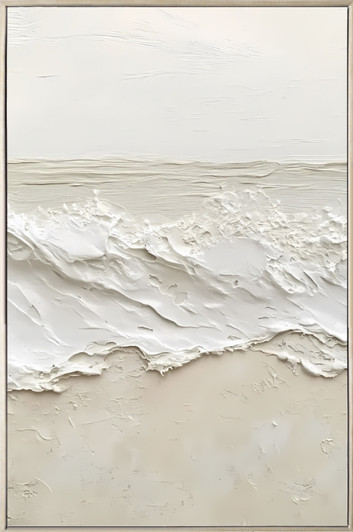At the Edge II Hand Painted Canvas with Champagne Frame - 82 x 122 x 4cm