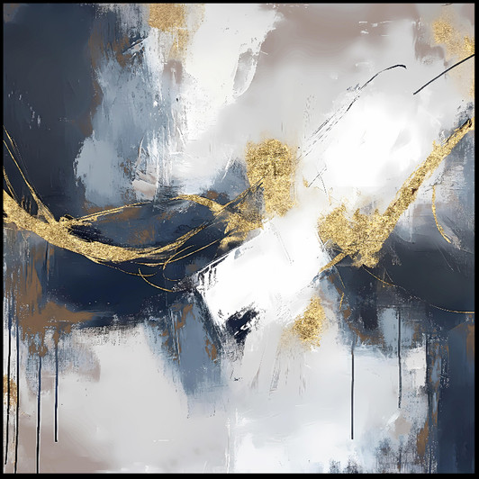 Impact II Hand Painted Canvas Artwork with Black Frame - 82 x 82 x 4cm