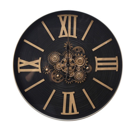 Axis Black & Gold Metal Wall Clock - 80 x 80 x 8cm