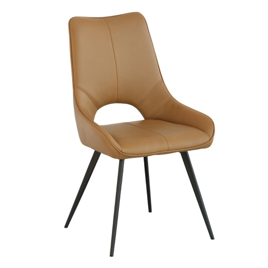 Artiss Dining Chair in Caramel PU with Black Tapered Metal Legs