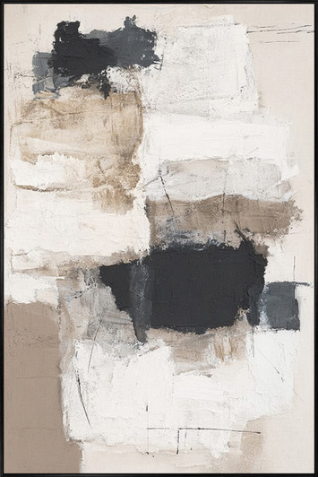 Compiled I Hand Painted Canvas with Black Frame - 82.5 x 122.5 x 4.5cm