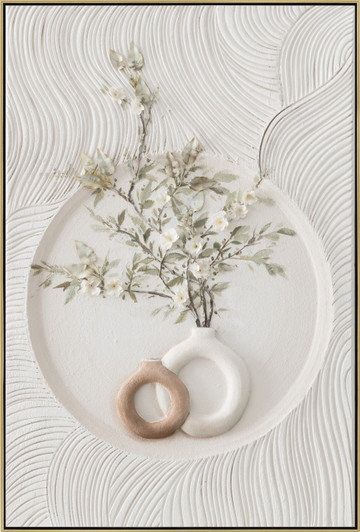 Evolution II Hand Painted Canvas with Bleached Natural Frame - 82.5 x 122.5 x 4.5cm