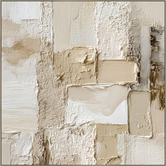 Serenity II Hand Painted Canvas with Bleached Natural Frame - 102.5 x 102.5 x 4.5cm