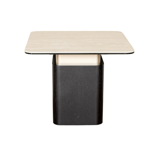 Exception Lamp Table with Sintered Stone Top & Black Oak Veneer Base