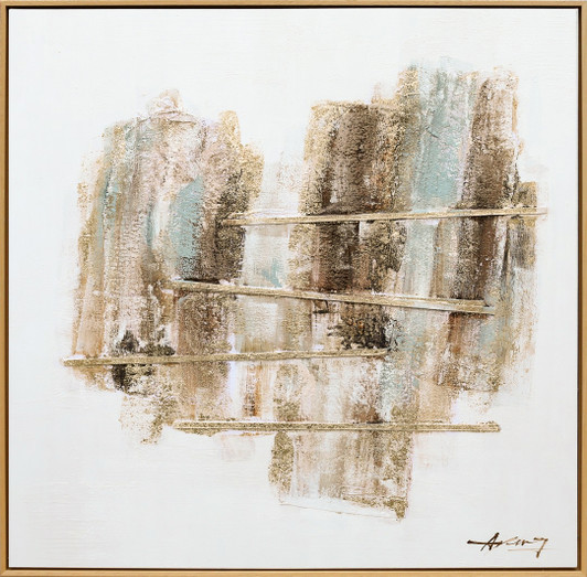 Reso I Hand Painted Canvas with Natural Frame - 82.5 x 82.5 x 4.5cm