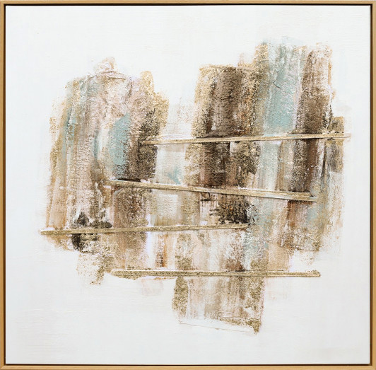 Reso I Hand Painted Canvas with Natural Frame - 82.5 x 82.5 x 4.5cm