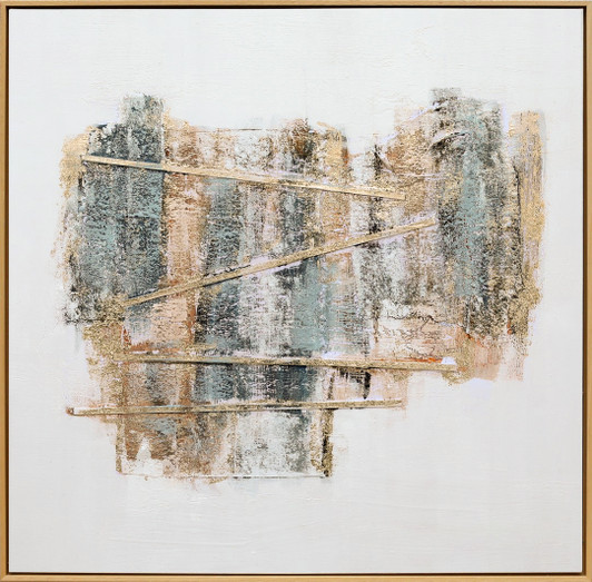 Reso I Hand Painted Canvas with Natural Frame - 82.5 x 82.5 x 4.5cm