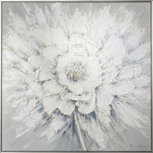 Majestic Hand Painted Canvas with Brushed Silver Frame - 102.5 x 102.5 x 4.5cm