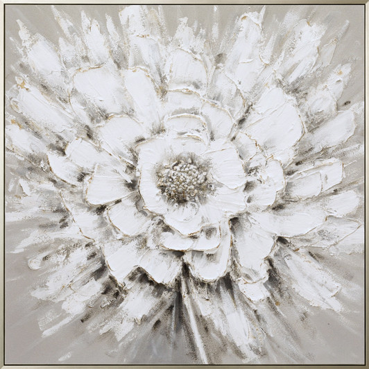 Majestic Hand Painted Canvas with Brushed Silver Frame - 102.5 x 102.5 x 4.5cm