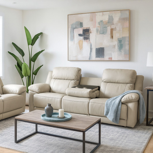 Matthew 3RR+2RR Electronic Recliner Lounge Suite in Beige PU