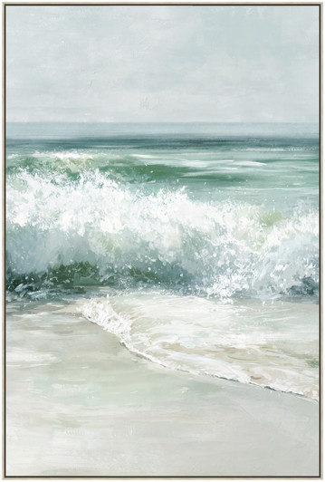Breaking Waves I Print on Canvas with Washed Natural Frame - 82.5 x 122.5 x 4.5cm