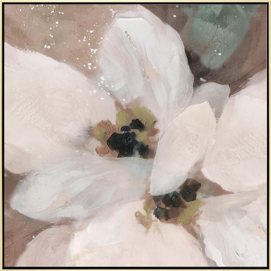 Time to Bloom I Print on Canvas with Champagne Frame - 82.5 x 82.5 x 4.5cm