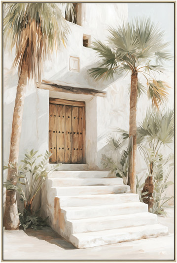 Door to Peace I Print on Canvas with Washed Natural Frame - 62.5 x 92.5 x 4.5cm
