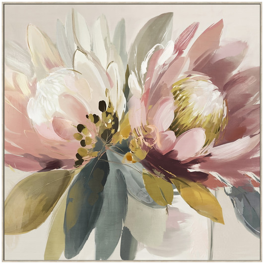 Australiana I Print on Canvas with Washed Natural Frame - 82.5 x 82.5 x 4.5cm