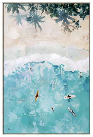 Swaying Palms II Print on Canvas with Washed Natural Frame - 82.5 x 122.5 x 4.5cm