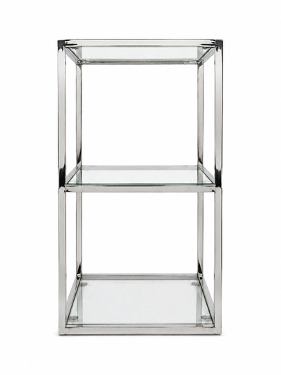 Expo 2 Stack Display Stand in Silver Stainless Steel - 500 x 500 x 1000mm