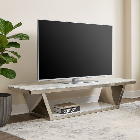 Venice White Stone Entertainment Unit