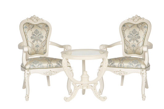 Helene 3 Piece Setting - Round Tea Table + 2 Helene Arm Chairs