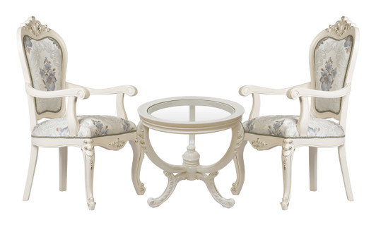 Helene 3 Piece Setting - Round Tea Table + 2 Antoinette Arm Chairs