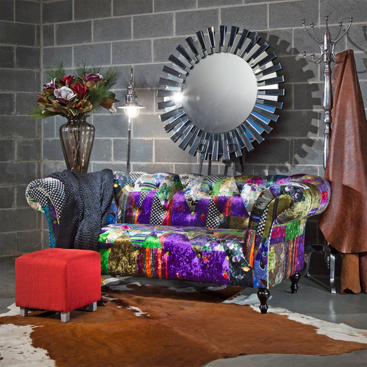 Florin 3 Seater Multicoloured Velvet Sofa
