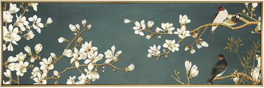 Best of Blossoms Print on Canvas with Gold & Black Frame