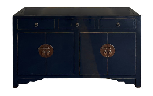 L010 - Handcrafted Chinese Cabinet in High Gloss Dark Blue