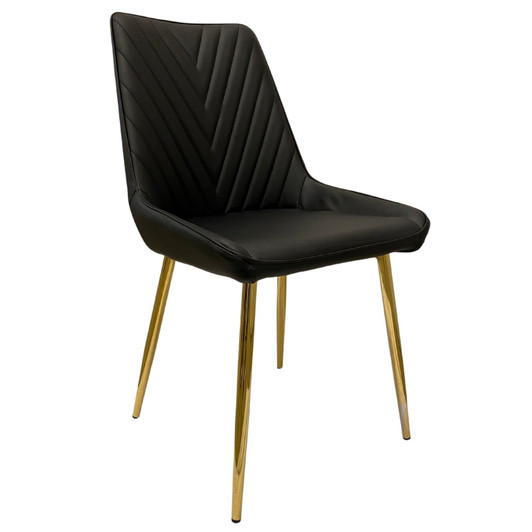 Lucy Black Dining Chair with Polished Gold Legs