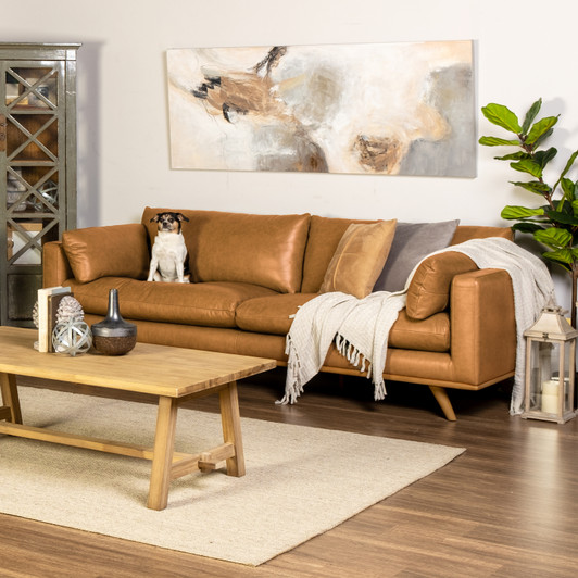 Hugo 3.5 Seater Lounge in Vintage Tan Leather