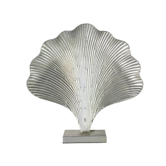 Silver Leaf on Stand Decorative Metal Statue