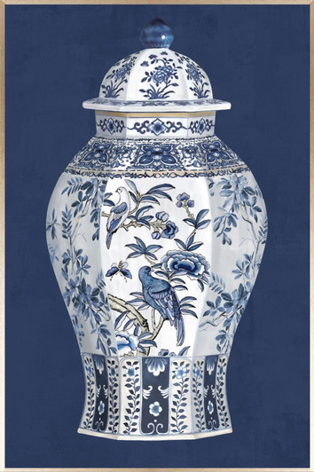 Ginger Urn I Print on Canvas with Hand Painted Detail & Champagne Frame