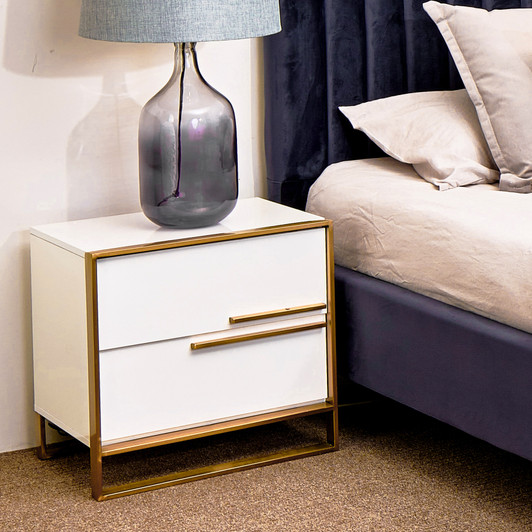 Breezy White Bedside with Gold Detail