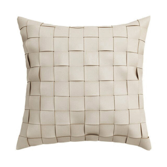 Luca Vegan Leather Cushion in Beige - 45 x 45cm