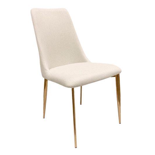 Rosita Oatmeal Fabric Dining Chair with Rose Gold Legs