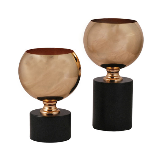 Jaya Gold & Black Iron Vases
