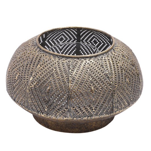 Ovoid Pressed Iron Candleholder - 21 x 21 x 12.5cm