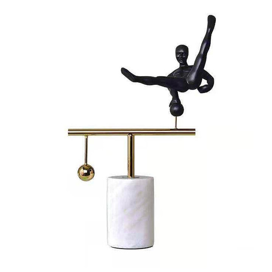 Balanced Resin, Metal & Marble Sculpture