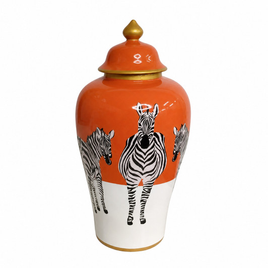 Zebra Porcelain Urn - 22 x 22 x 46cm