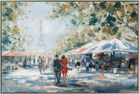 Market Stroll Hand Painted Oil on Canvas - 122.5 x 82.5 x 4.5cm