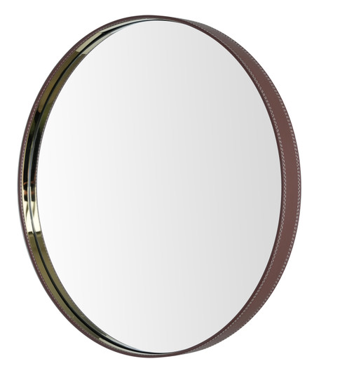 Centro Gold Mirror with Brown Belt - 81 x 81 x 3.5cm
