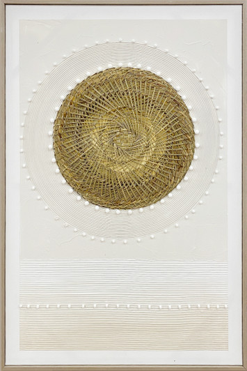 Golden Straw Canvas with Natural Frame - 82 x 122cm