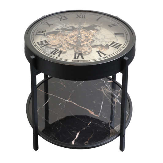 Worldly Clock Table with Moving Gears