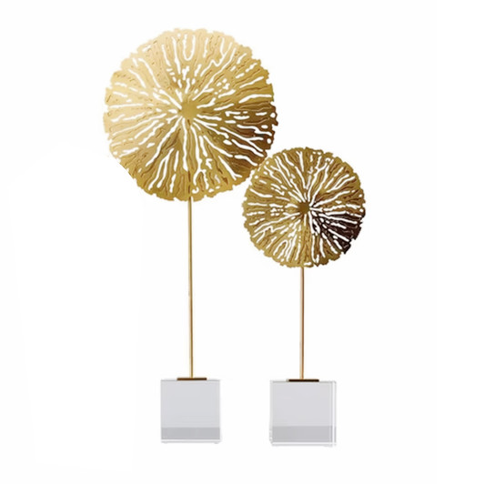 Around Gold Metal Statues with Glass Bases