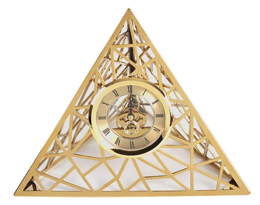Pyramid Gold Metal Table Clock